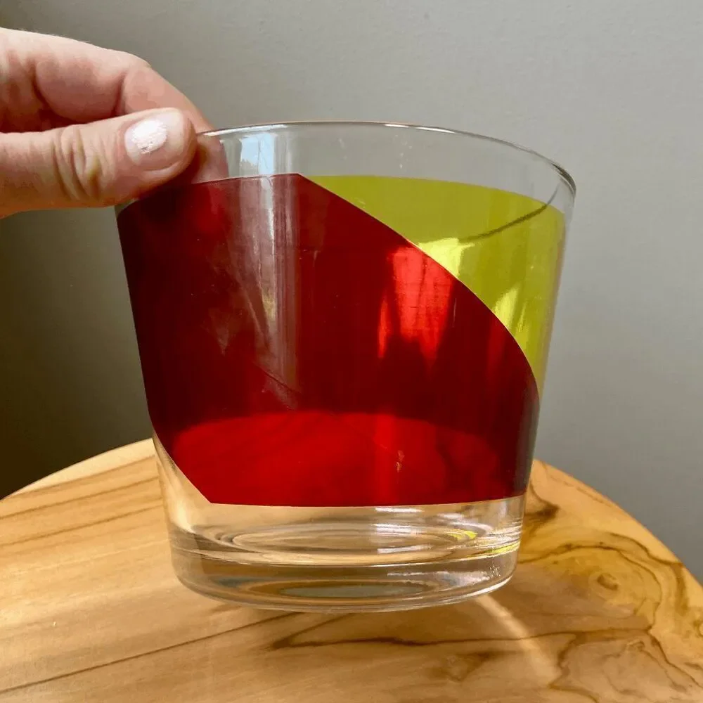 Vintage Colony Glass Ice Bucket | MCM Geometric Barware Pop Art Style